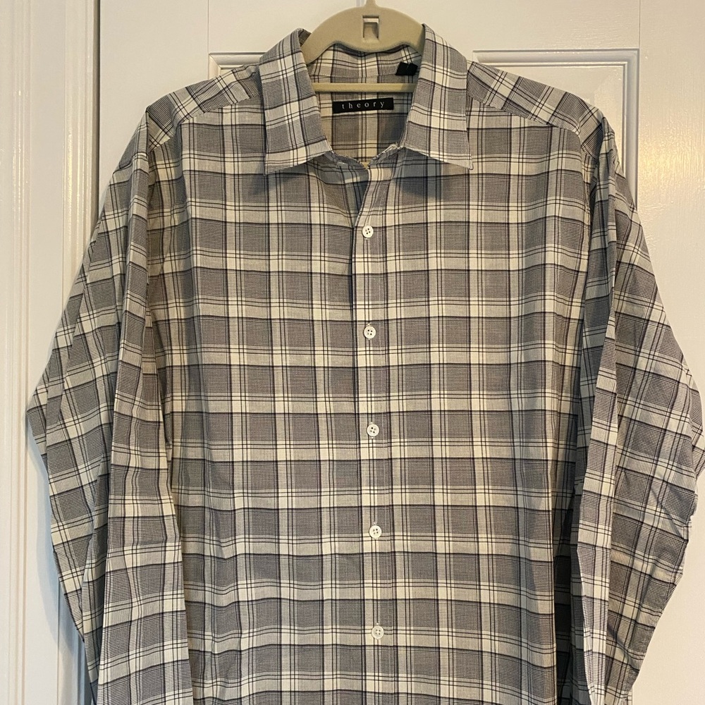 Theory men’s button down. Black & cream. Size XL. Excellent condition.